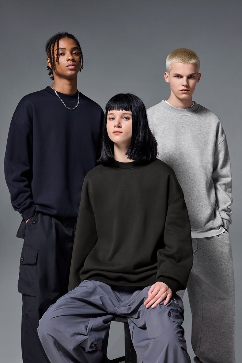 Sweatshirts classiques unisexes à col roulé pour un confort quotidien et un style minimaliste en molleton