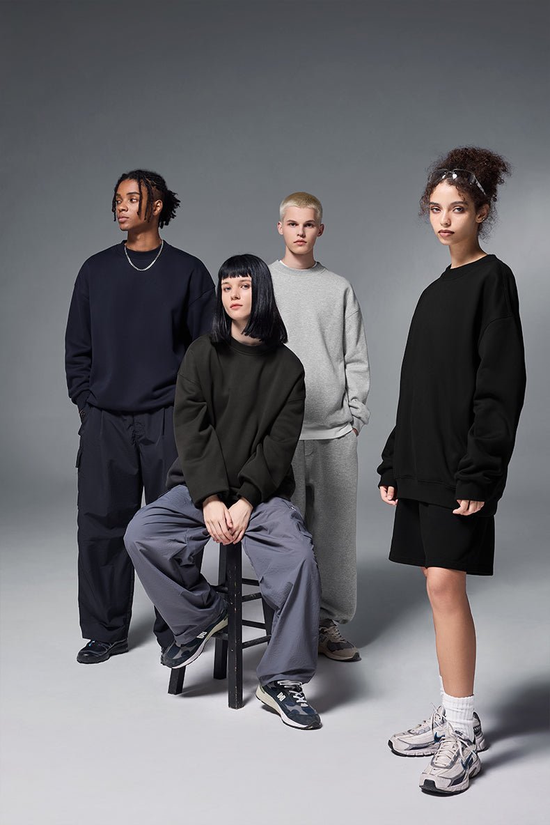 Sweatshirts classiques unisexes à col roulé pour un confort quotidien et un style minimaliste en molleton