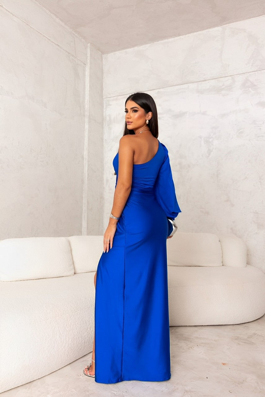 Yolina – One-Shoulder Elegant Satin Dress