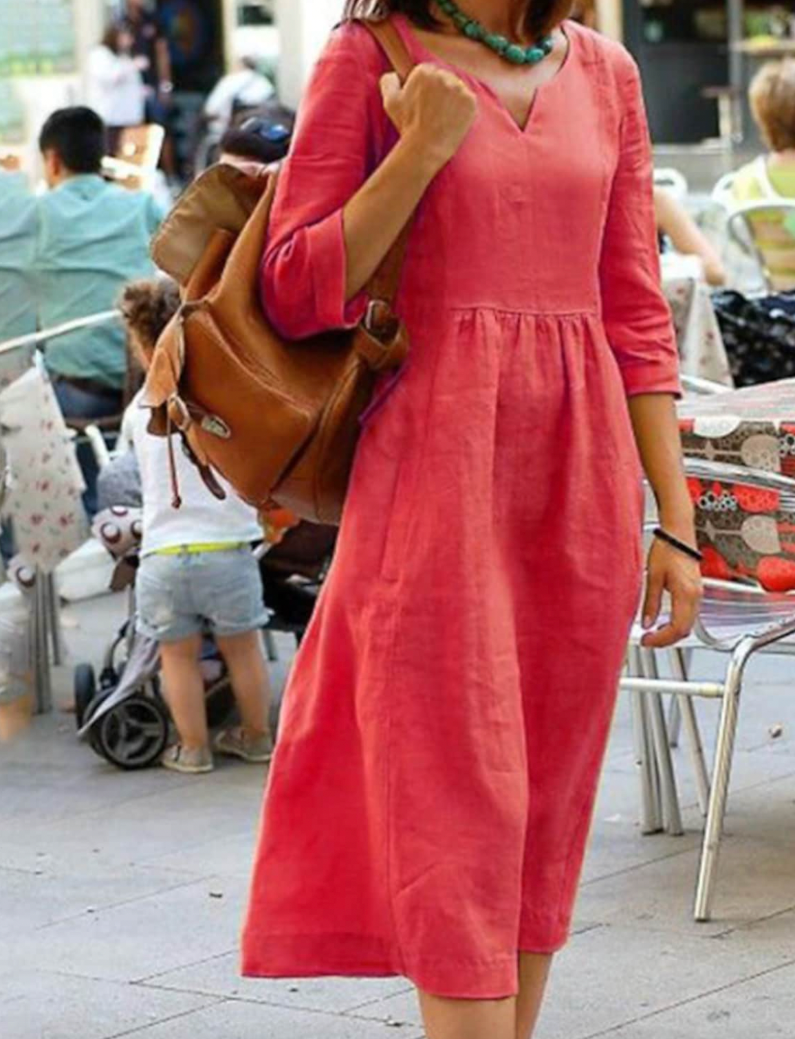 Yadira | Robe Midi Printanière Élégante et Fluide pour Femme