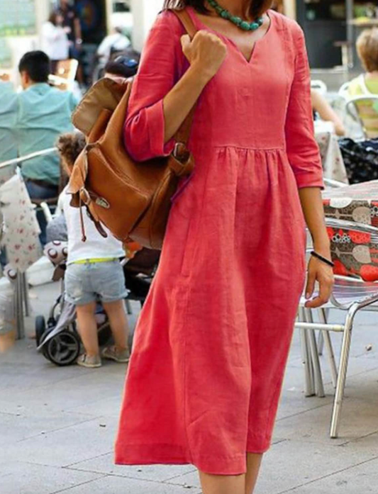 Yadira | Robe Midi Printanière Élégante et Fluide pour Femme