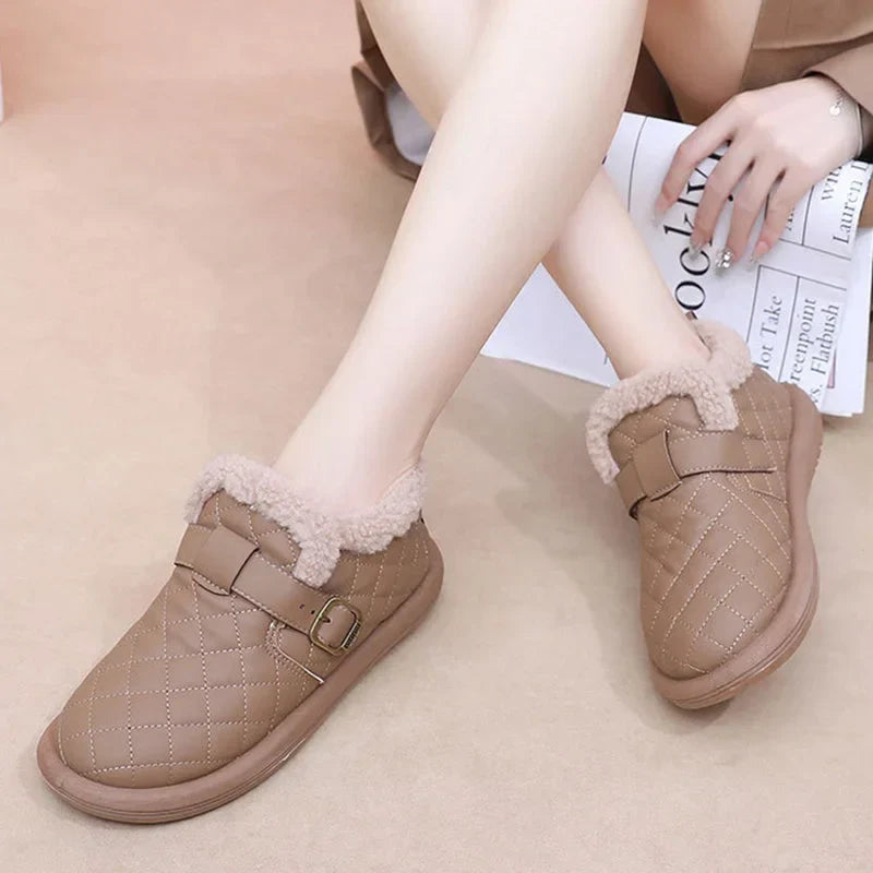 🔥 Promotion -60% Pantoufles d'hiver en cuir pour femme