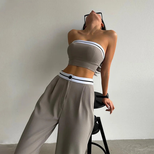 Zaira | Ensemble Deux Pièces Sport-Chic avec Haut Bandeau pour Femme