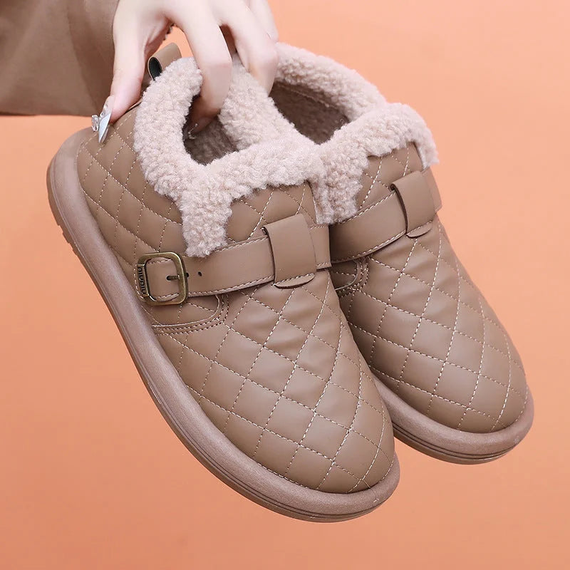 🔥 Promotion -60% Pantoufles d'hiver en cuir pour femme