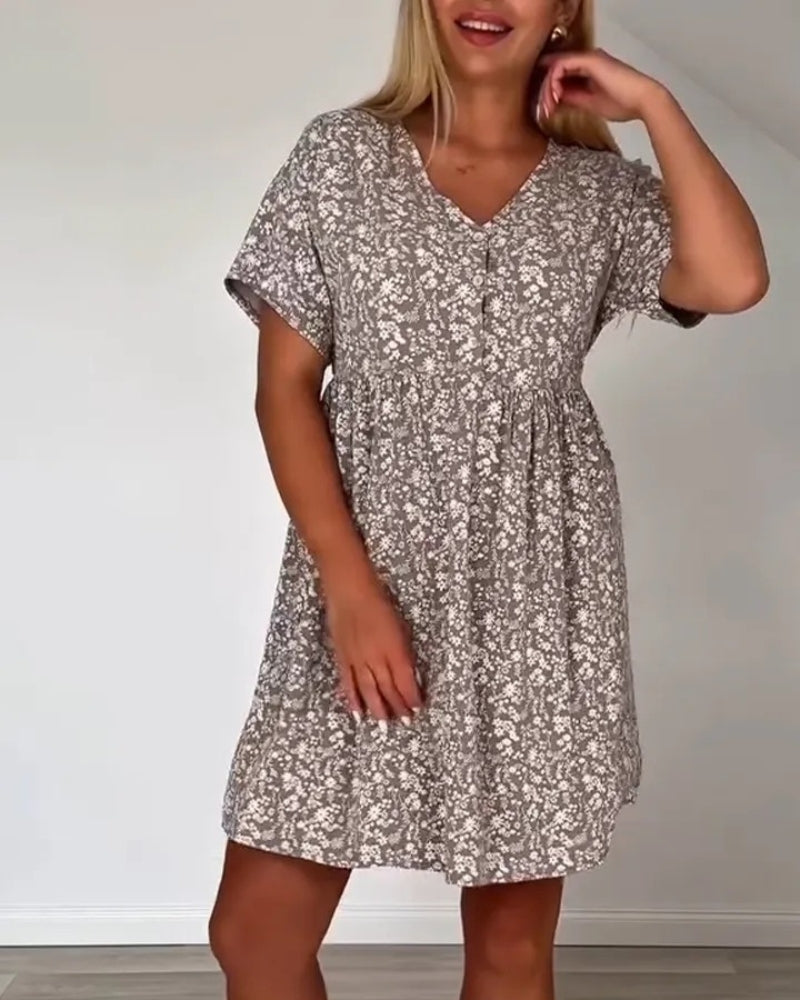 AINARAM - Robe décontractée à imprimé léopard