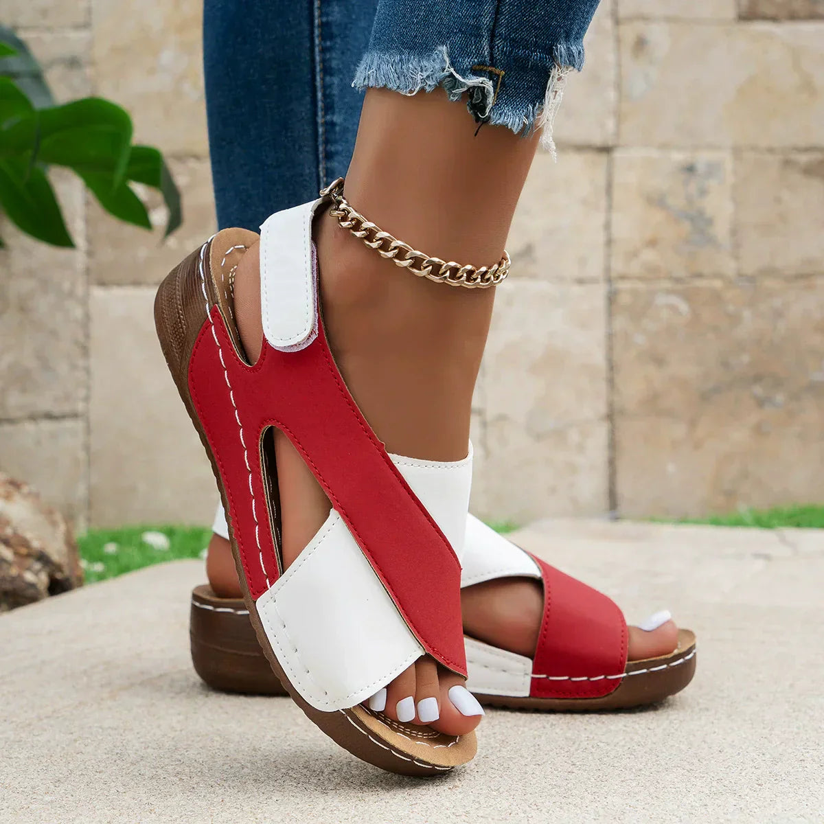 Sandales orthopédiques super confortables avec talon incliné pour femme