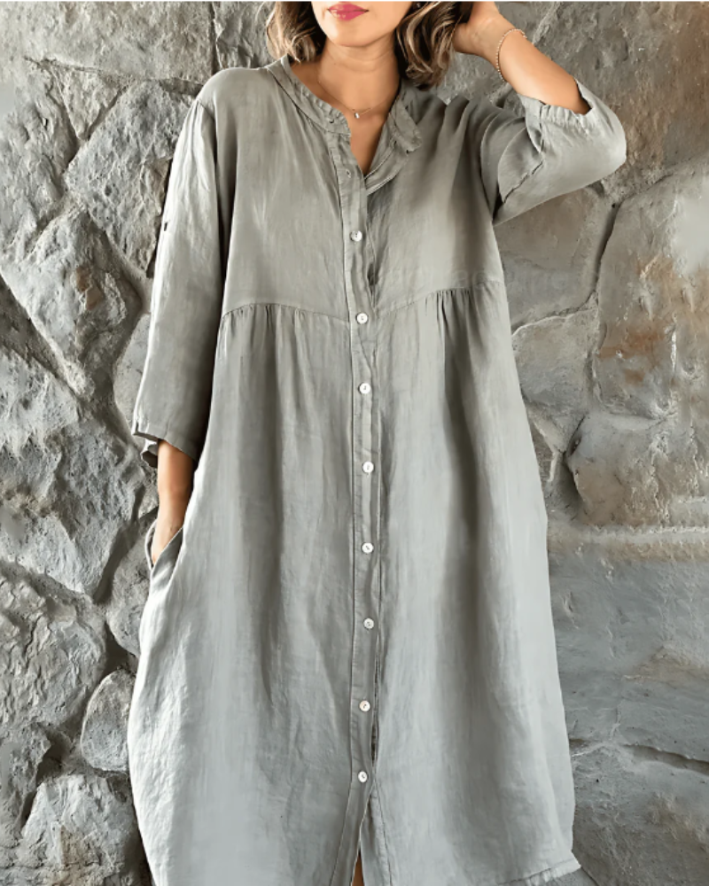 ADARE - Robe Décontractée en Coton et Lin