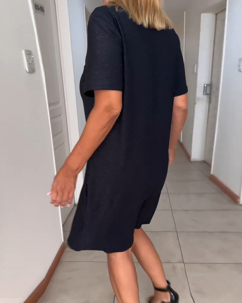 Els | Robe à manches courtes avec décolleté en V