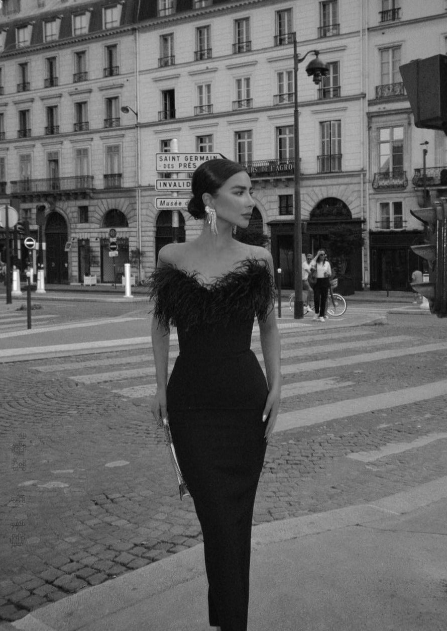 Anastasia | Élégante Robe à Plumes