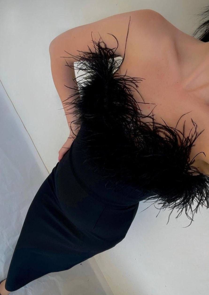 Anastasia | Élégante Robe à Plumes