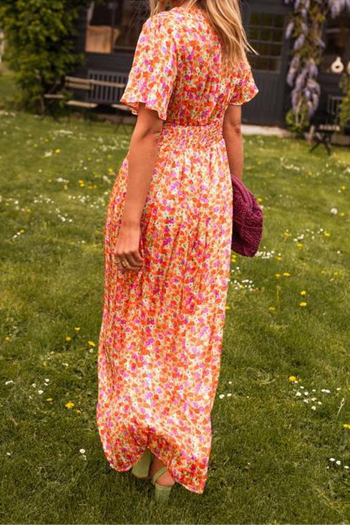 Pauline - Robe longue avec design floral