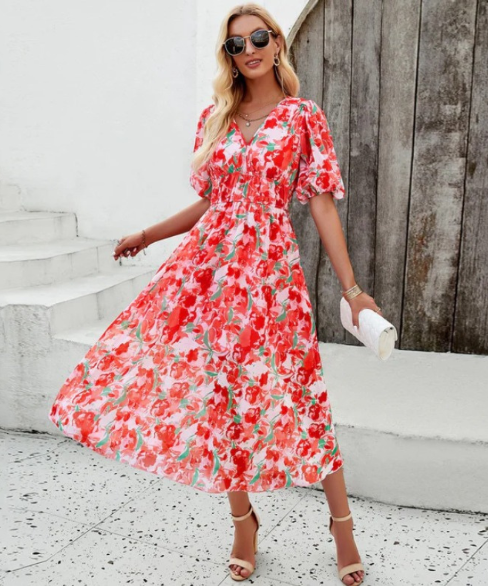 Alette | Robe d'été à Fleurs Pour Femme | Midi