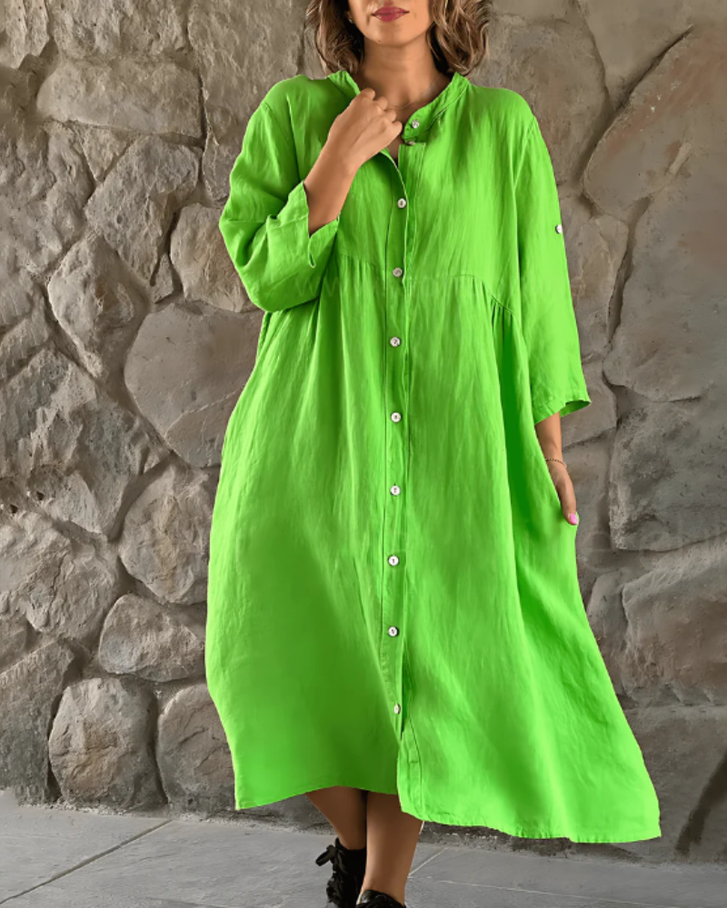 ADARE - Robe Décontractée en Coton et Lin