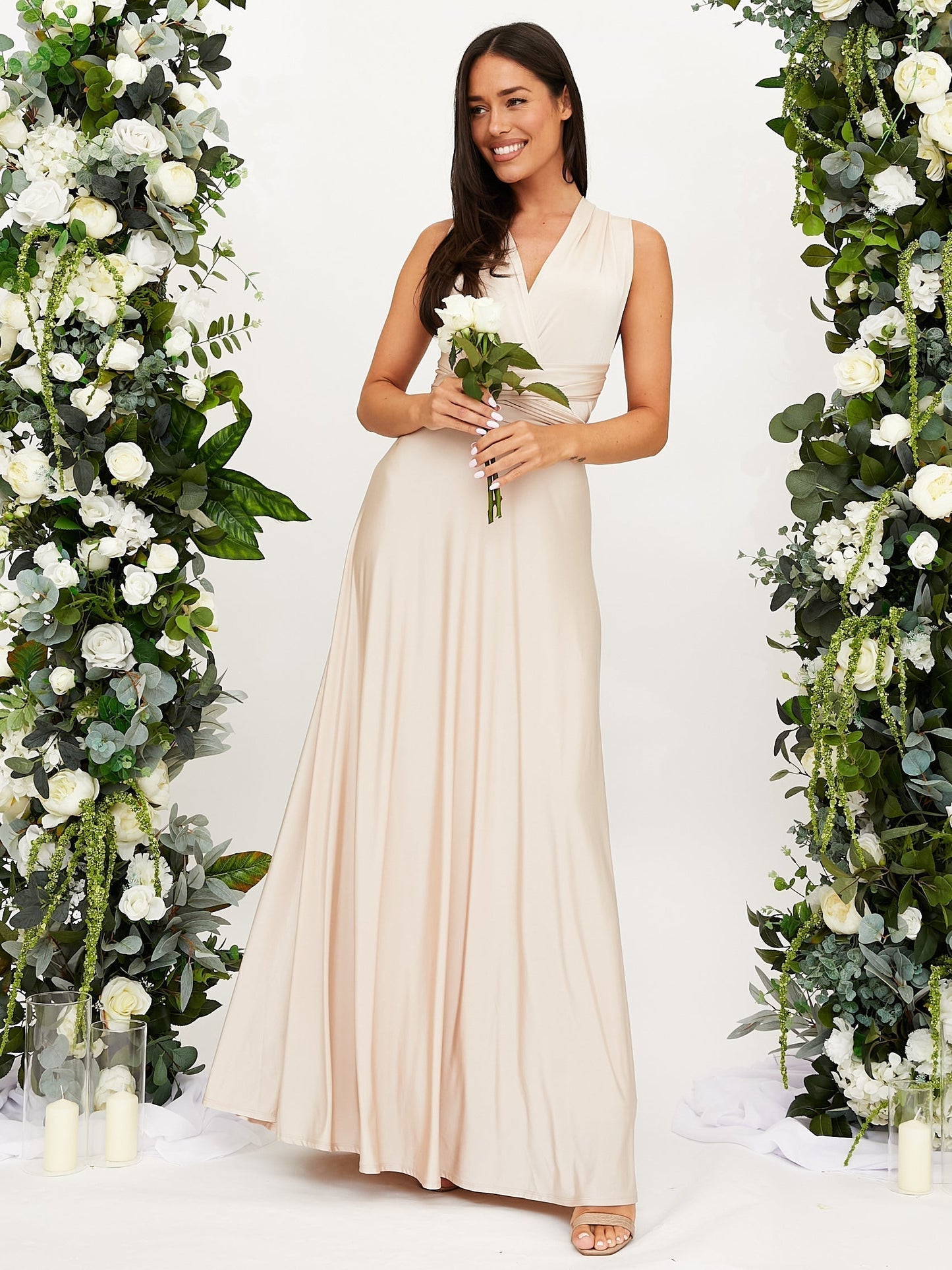 Akshara | Élégante robe midi multicolore à silhouette fluide pour femme