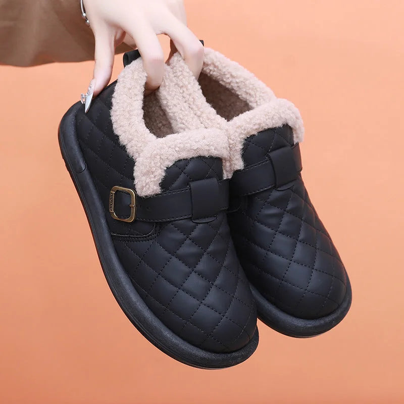 🔥 Promotion -60% Pantoufles d'hiver en cuir pour femme