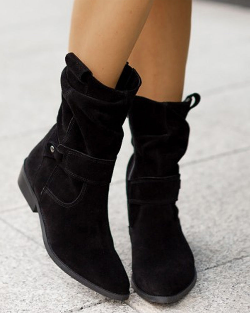 Xena | Bottines en daim à talon bas avec fermeture zippée confort pour femme