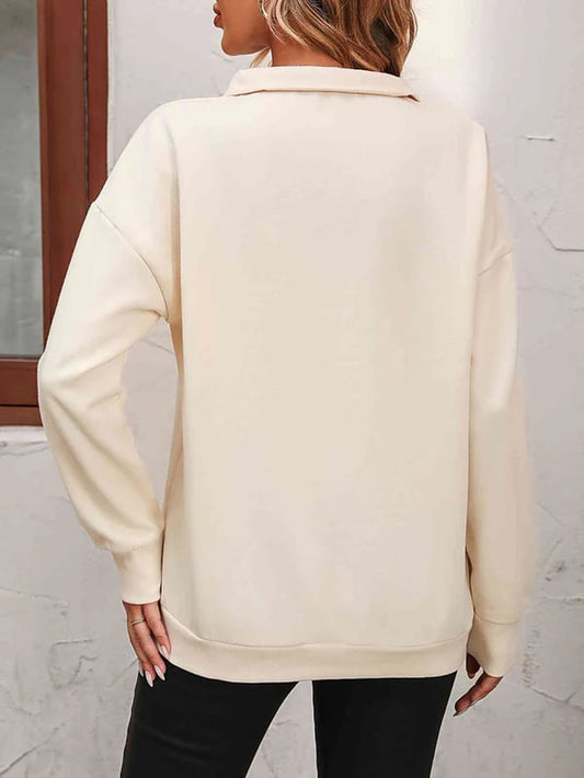 Sweat-shirt à Fermeture Éclair avec Épaules Tombantes