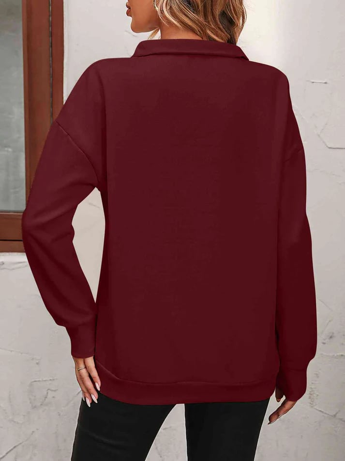 Sweat-shirt à Fermeture Éclair avec Épaules Tombantes
