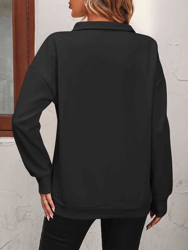 Sweat-shirt à Fermeture Éclair avec Épaules Tombantes