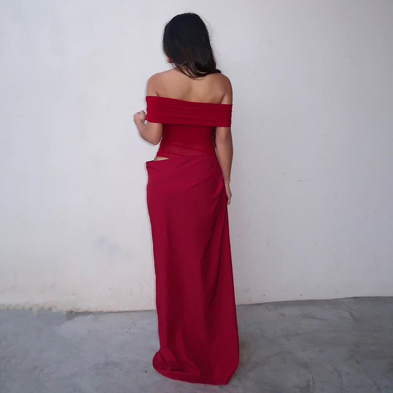 Maisy | Robe Maxi en Maille à Épaules Dénudées