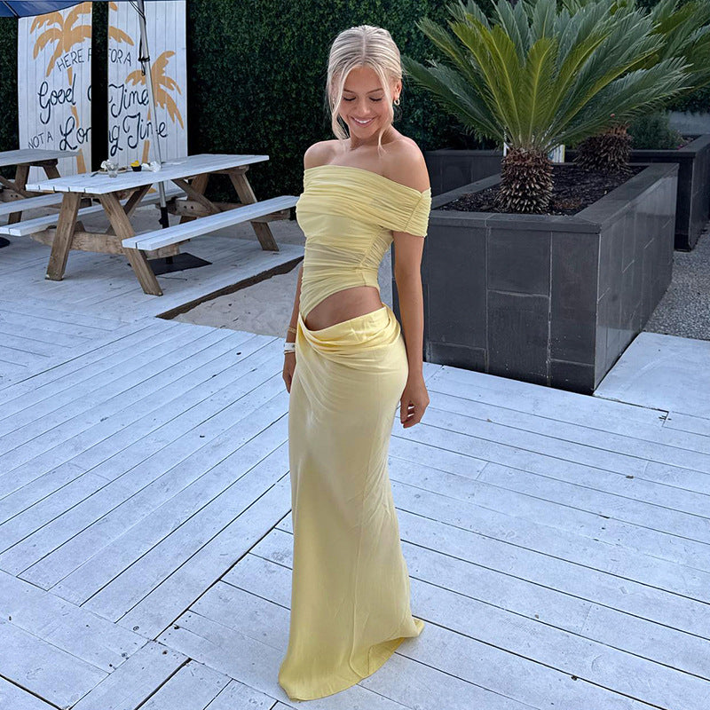 Maisy | Robe Maxi en Maille à Épaules Dénudées