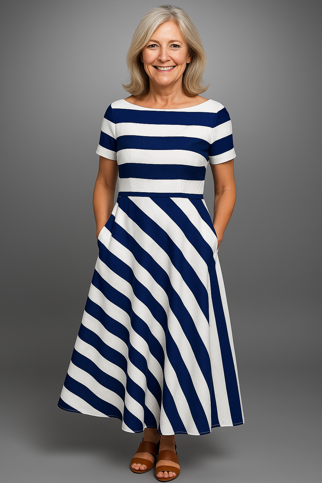 Natalia | Robe longue à rayures faite main