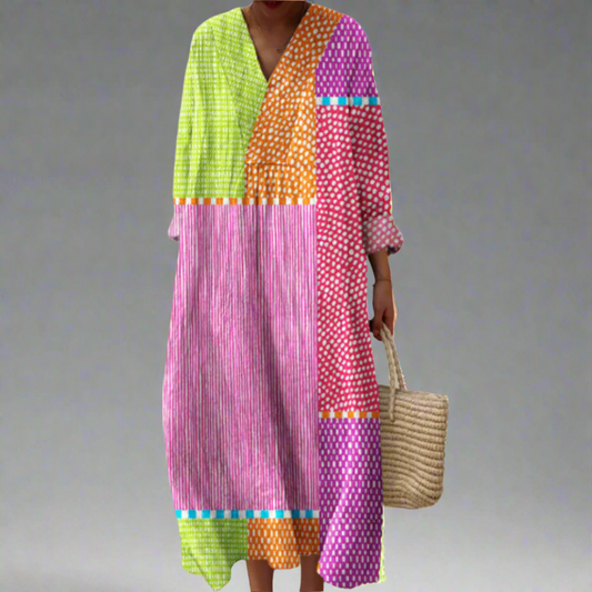 Robe maxi en patchwork à pois Ruby