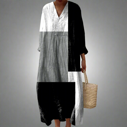 Colette | Robe Maxi Patchwork Abstrait
