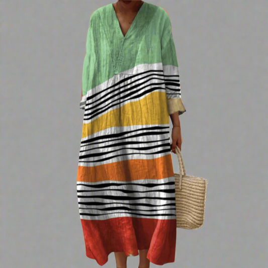 Marina | Robe Maxi Décontractée à Rayures Côtières