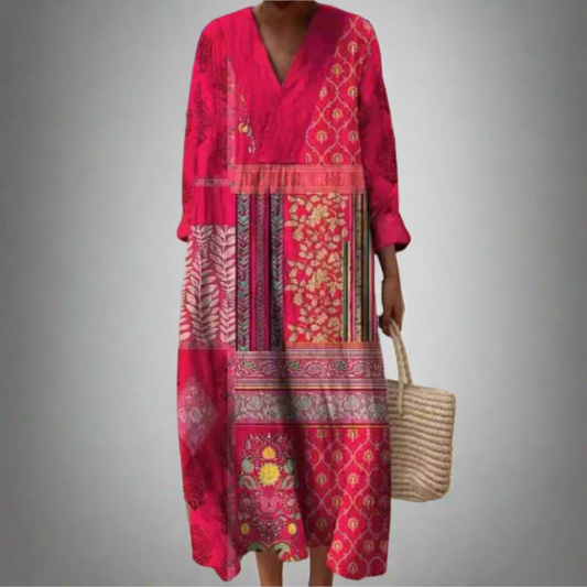 Maisie | Robe Midi Longue Bohème Patchwork