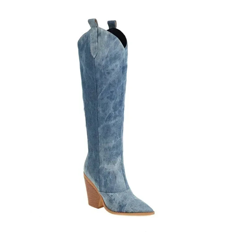 Bottes longues en jean de luxe