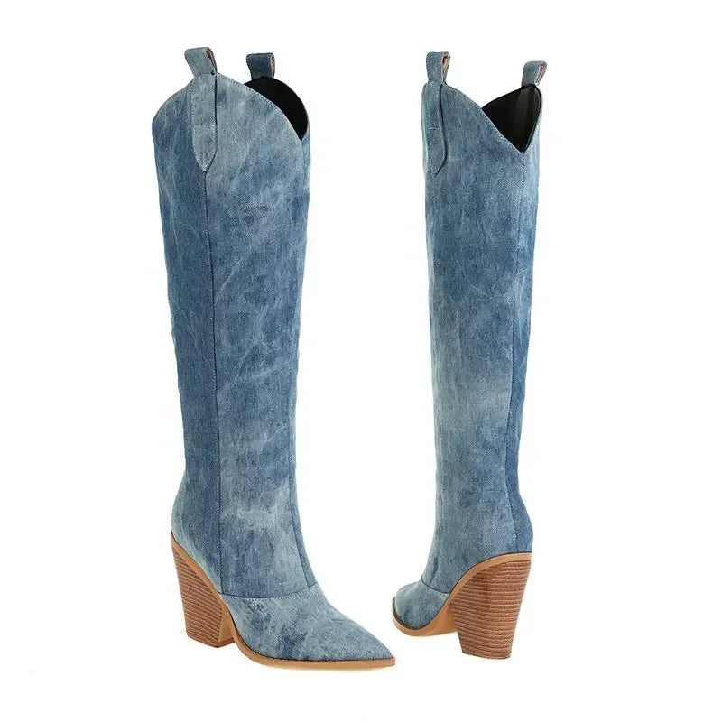 Bottes longues en jean de luxe