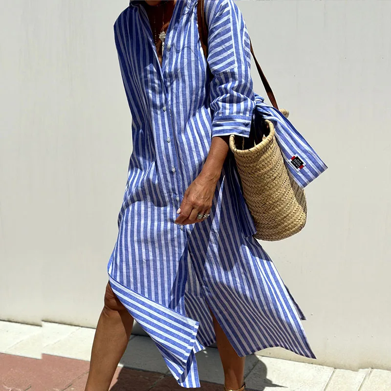 Bernice™ | Robe chemise rayée élégante