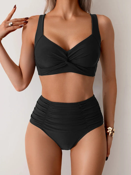 Nicoletta | Bikini Bandeau en Tissu Froncé