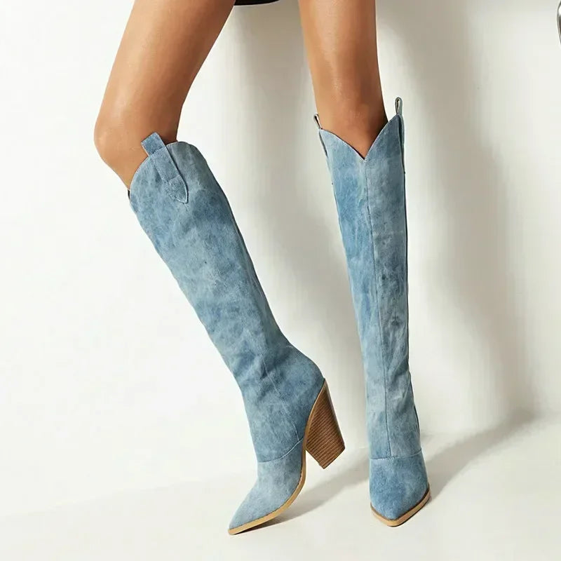 Bottes longues en jean de luxe