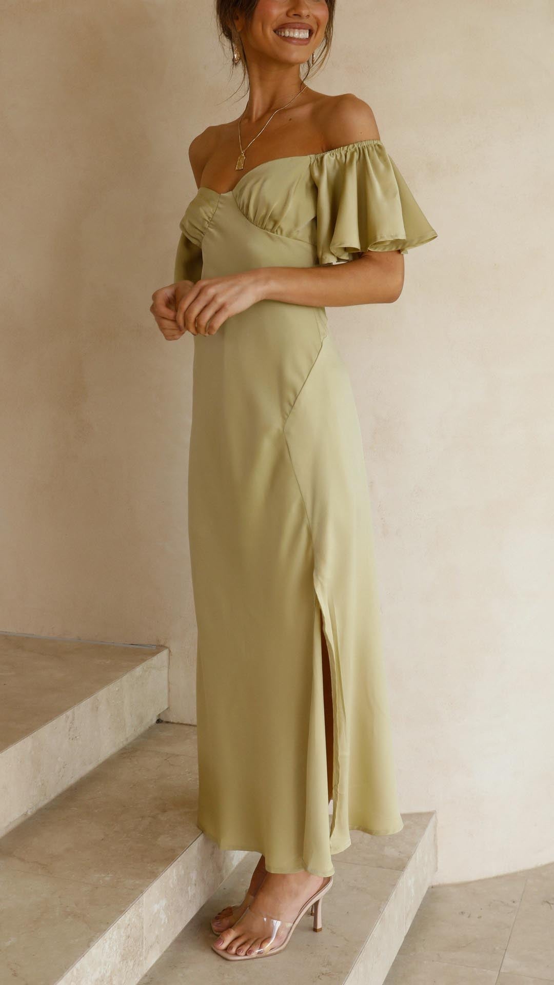 Nalani | Robe longue à volants avec bretelles sans épaules
