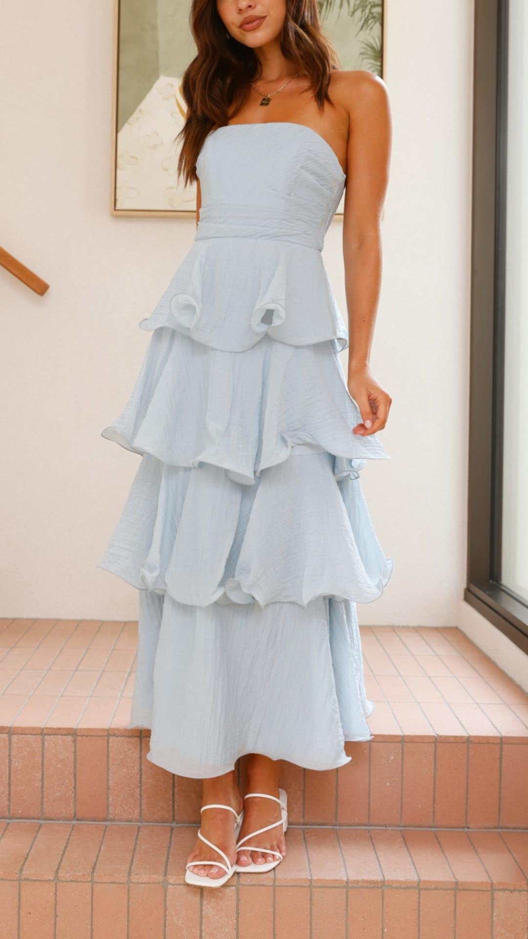 Kate | Robe longue maxi à volants en couches