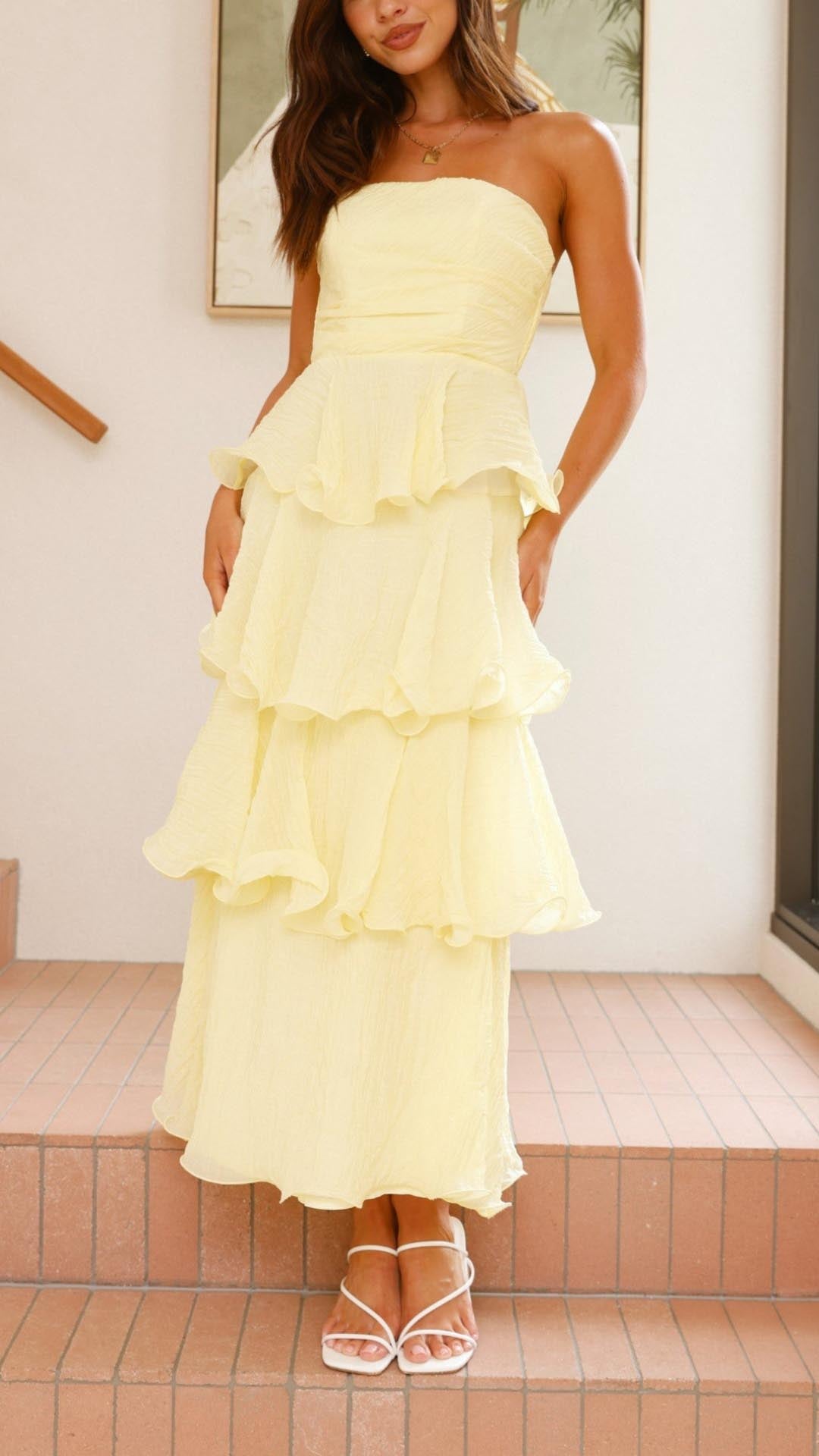 Kate | Robe longue maxi à volants en couches