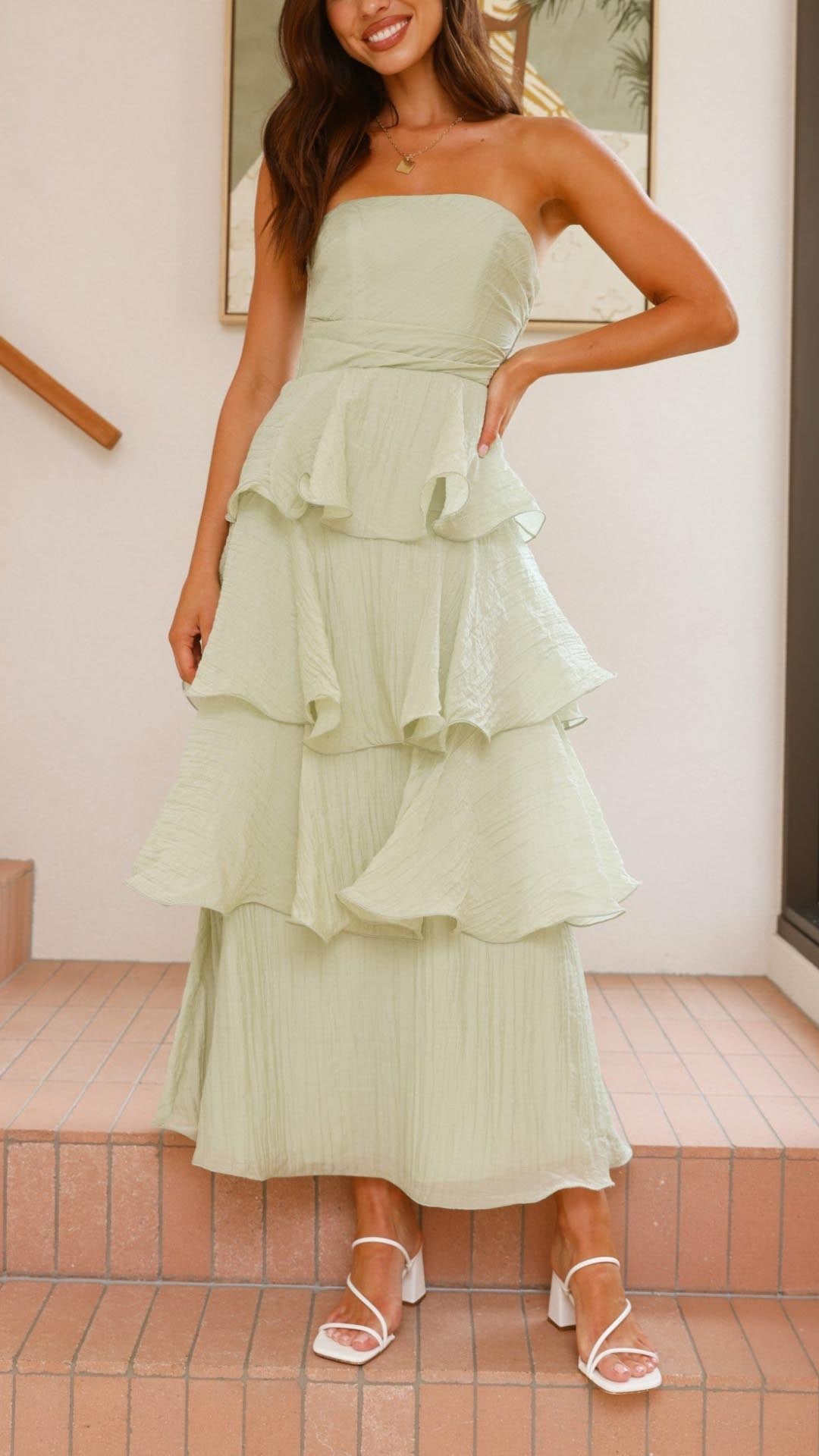 Kate | Robe longue maxi à volants en couches