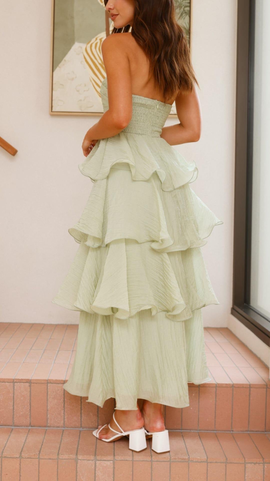 Kate | Robe longue maxi à volants en couches