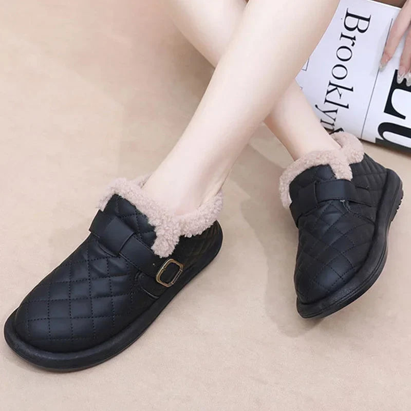 🔥 Promotion -60% Pantoufles d'hiver en cuir pour femme