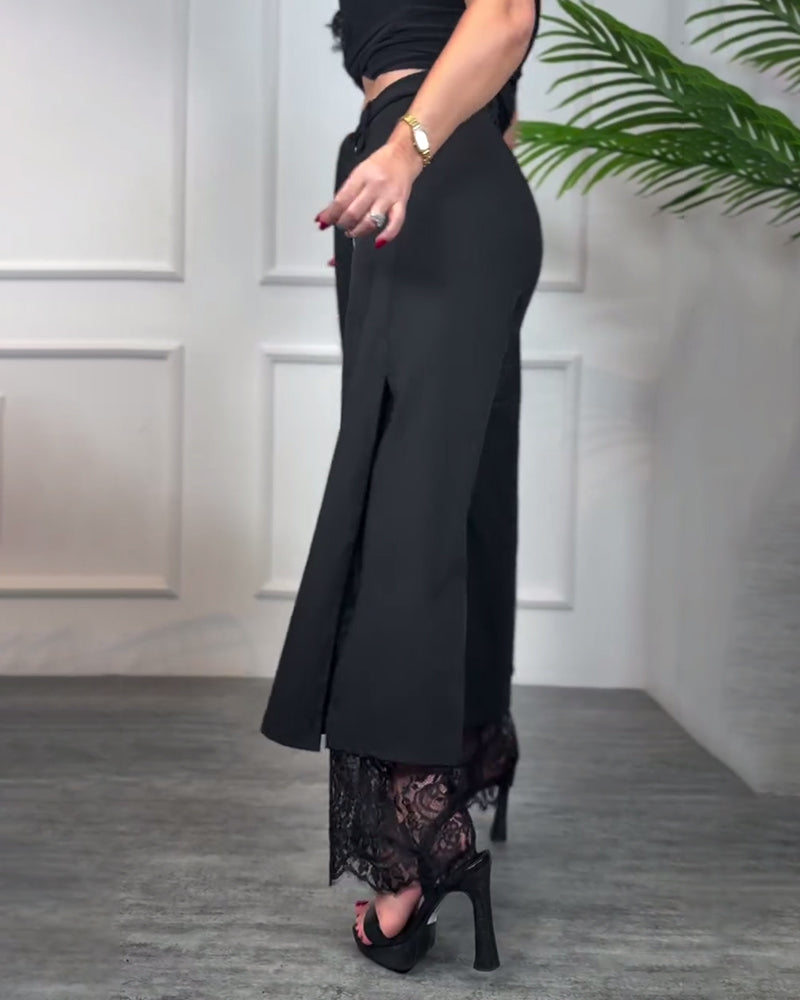 Collants avec dentelle et fente