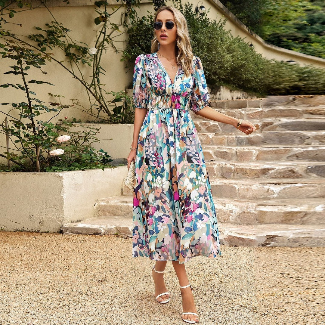 Gabriella | Robe imprimée à col en V