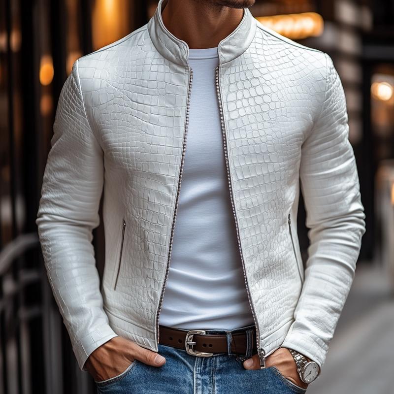 Ethan™ - Veste zippée avec col montant au motif en pierre élégant