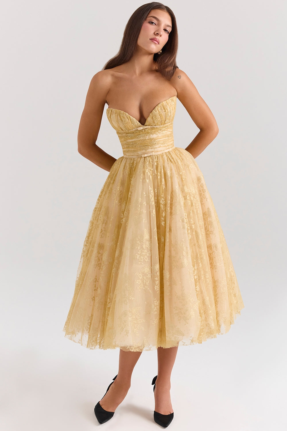 Millie | Robe corset dorée