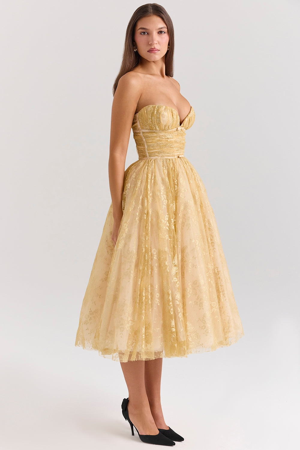 Millie | Robe corset dorée