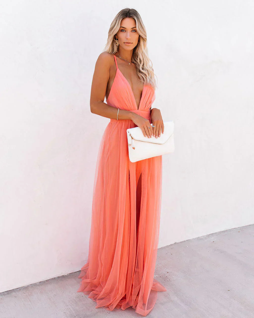 Zaina | Robe Élégante à Bretelles en Orange Soleil pour Femme