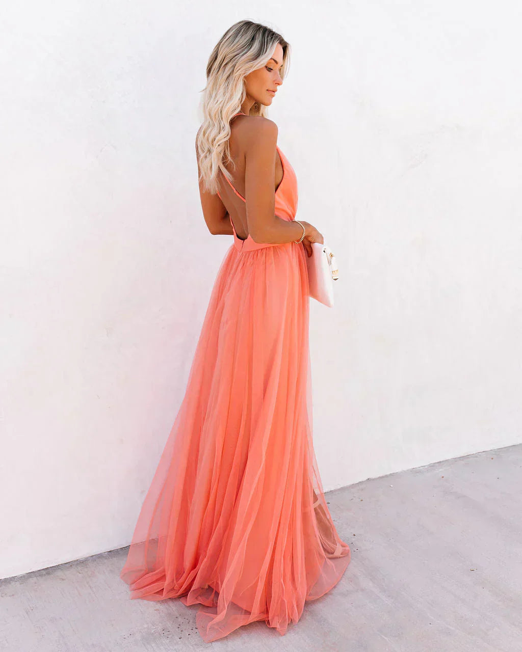 Zaina | Robe Élégante à Bretelles en Orange Soleil pour Femme