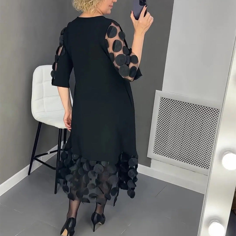 Robe demie | Robe midi avec décoration à pois