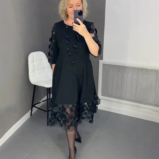 Robe demie | Robe midi avec décoration à pois